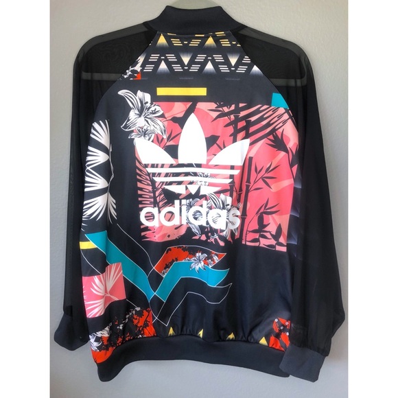 adidas jacket floral sleeves